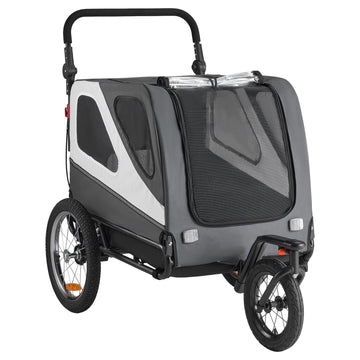 Dog Bike Trailer, Supports up to 100 lbs, 2-in-1 Pet Stroller Cart Bicycle Carrier for Small & Large Dogs, Easy Folding Frame with Quick Release Wheel, Universal Bicycle Coupler, Internal Leash
