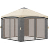 10x10 Pop Up Canopy, Netting, Foldable, Height Adjustable, Wheeled Carry Bag, 4 Sand Bags, Beige
