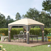 10x10 Pop Up Canopy, Netting, Foldable, Height Adjustable, Wheeled Carry Bag, 4 Sand Bags, Beige